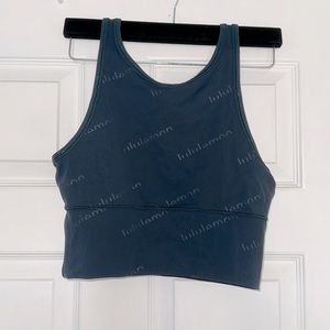 Lululemon power pivot tank reversible teal/gold emboss logo special edition 6